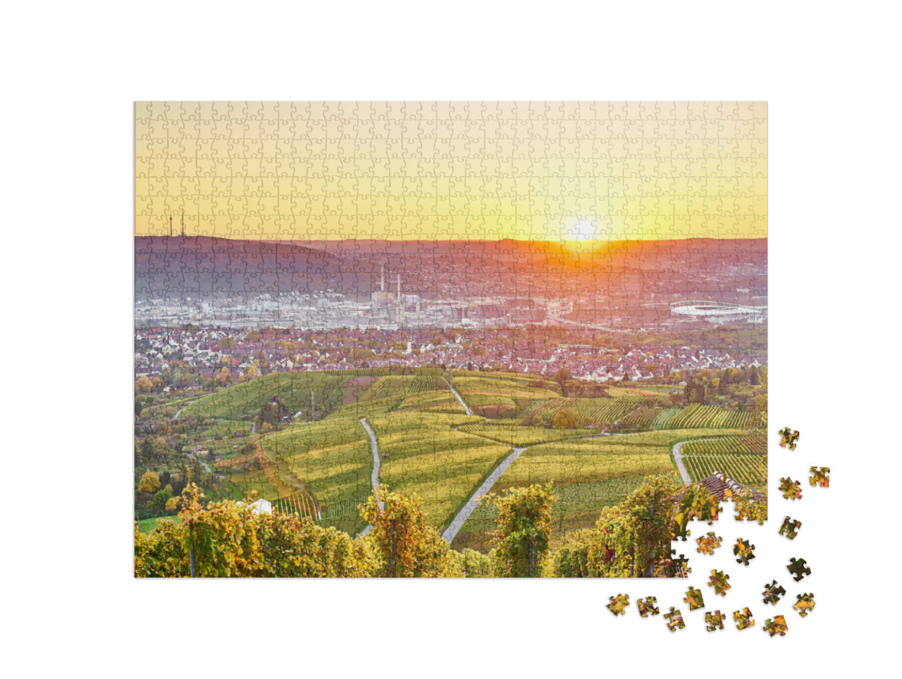 Puzzle 1000 Teile „Stuttgart, Weinbauregion im Süden von Deutschland“