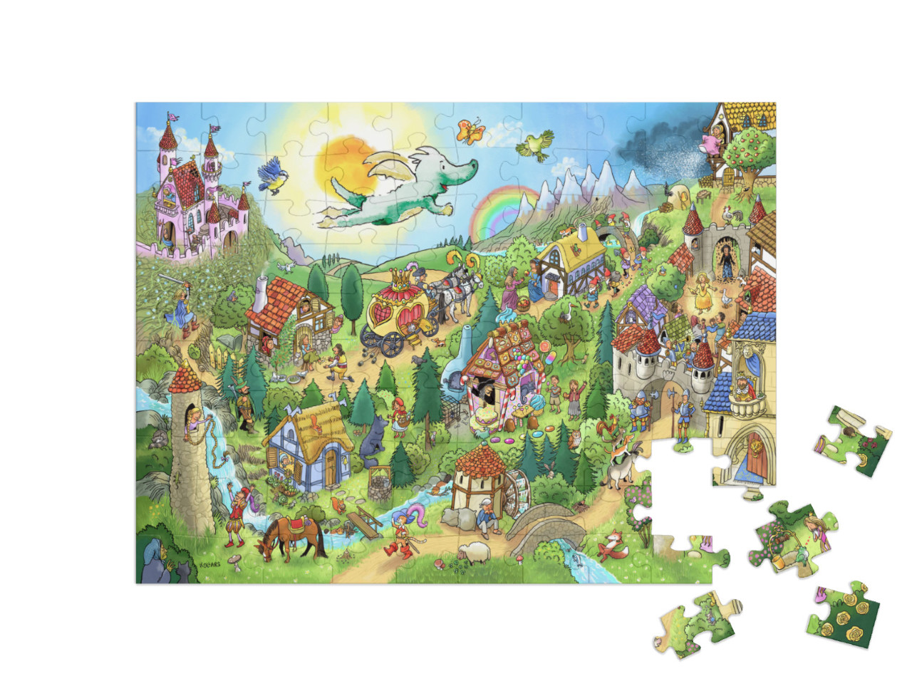 Puzzle 100 Teile „Tabaluga in der Märchenwelt“