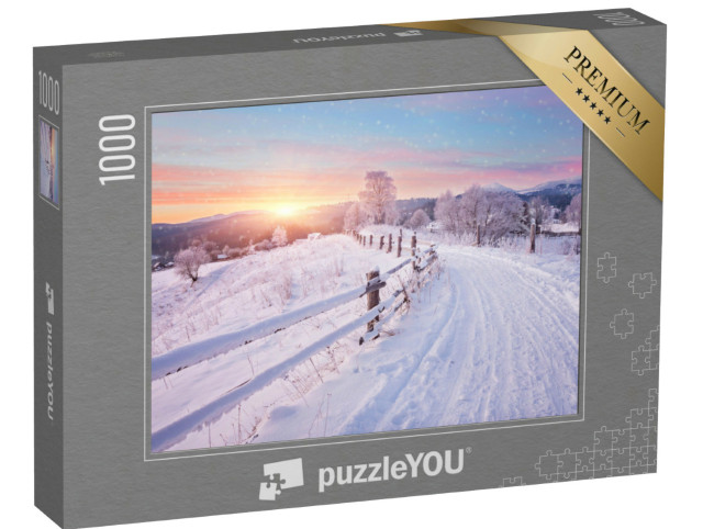 Puzzle 1000 Teile „Sonnenuntergang im Winterwunderland“