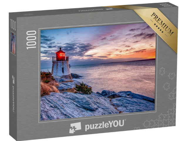 Puzzle 1000 Teile „Sonnenuntergang am Castle Hill Leuchtturm, Newport, Rhode Island“