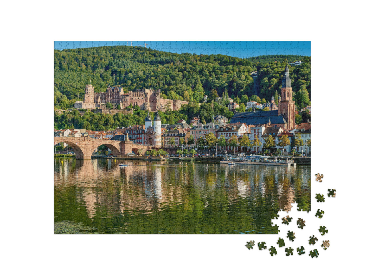 Puzzle 1000 Teile „Heidelberger Altstadt am Neckar, Deutschland“
