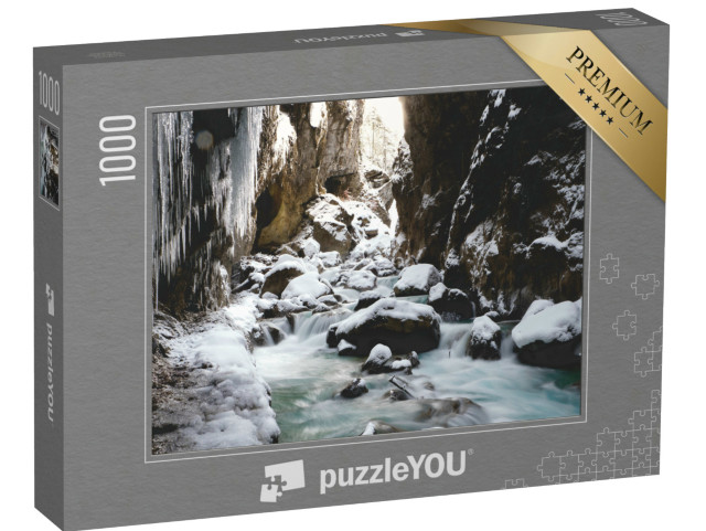 Puzzle 1000 Teile „Eisschnee und Wasserfall in der Partnachklamm“