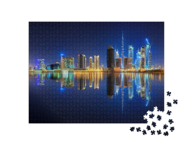 Puzzle 1000 Teile „Panoramablick auf die Dubai Business Bay, Vereinigte Arabische Emirate“