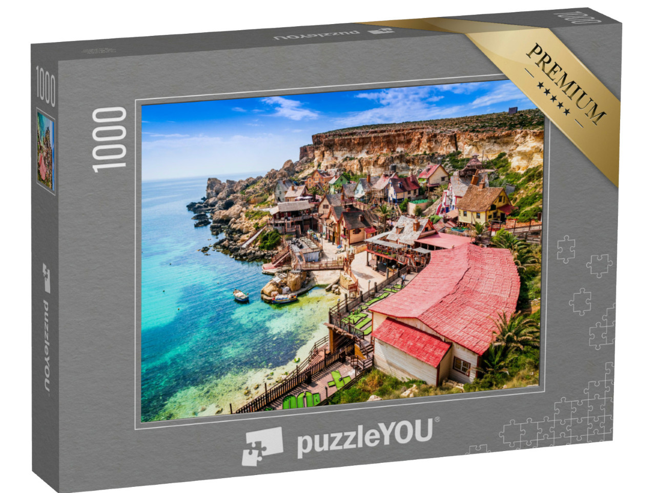 Puzzle 1000 Teile „Malta: Il-Mellieha, malerisches Dorf in einer Meeresbucht“