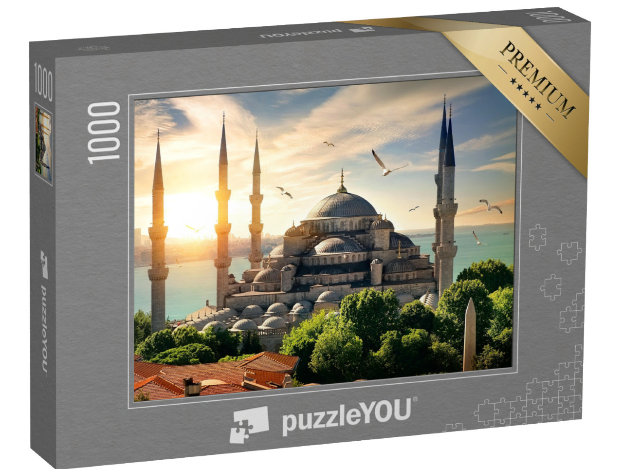 Puzzle 1000 Teile „Möwen über der Blauen Moschee und dem Bosporus in Istanbul“