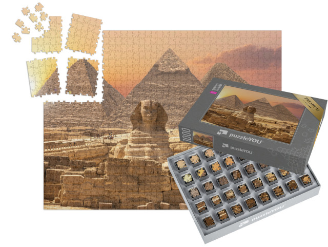 Puzzle „Weltwunder aus Ägypten: Pyramiden mit Sphinx, Gizeh“ | SMART SORTED® 1000 Teile