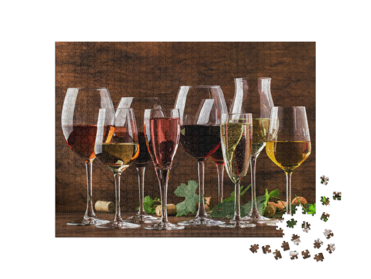 Puzzle 1000 Teile „Weinverkostung mit verschiedenen Weinen und Schaumweinen“