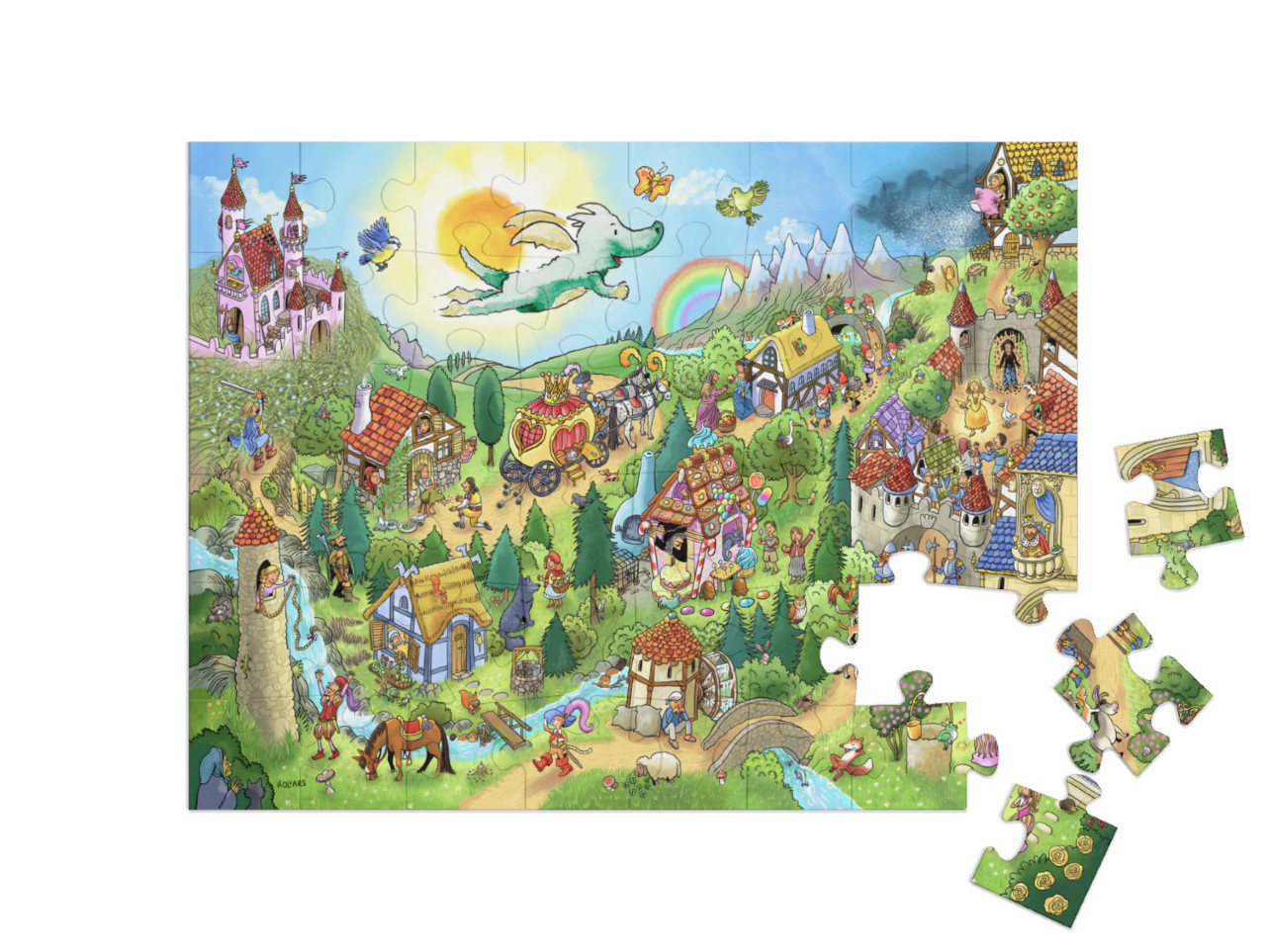 Puzzle 48 Teile „Tabaluga in der Märchenwelt“