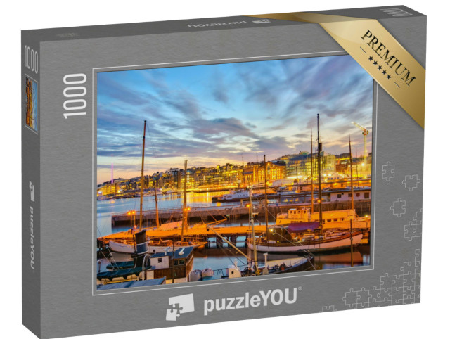 Puzzle 1000 Teile „Osloer Hafen bei Nacht, Norwegen“