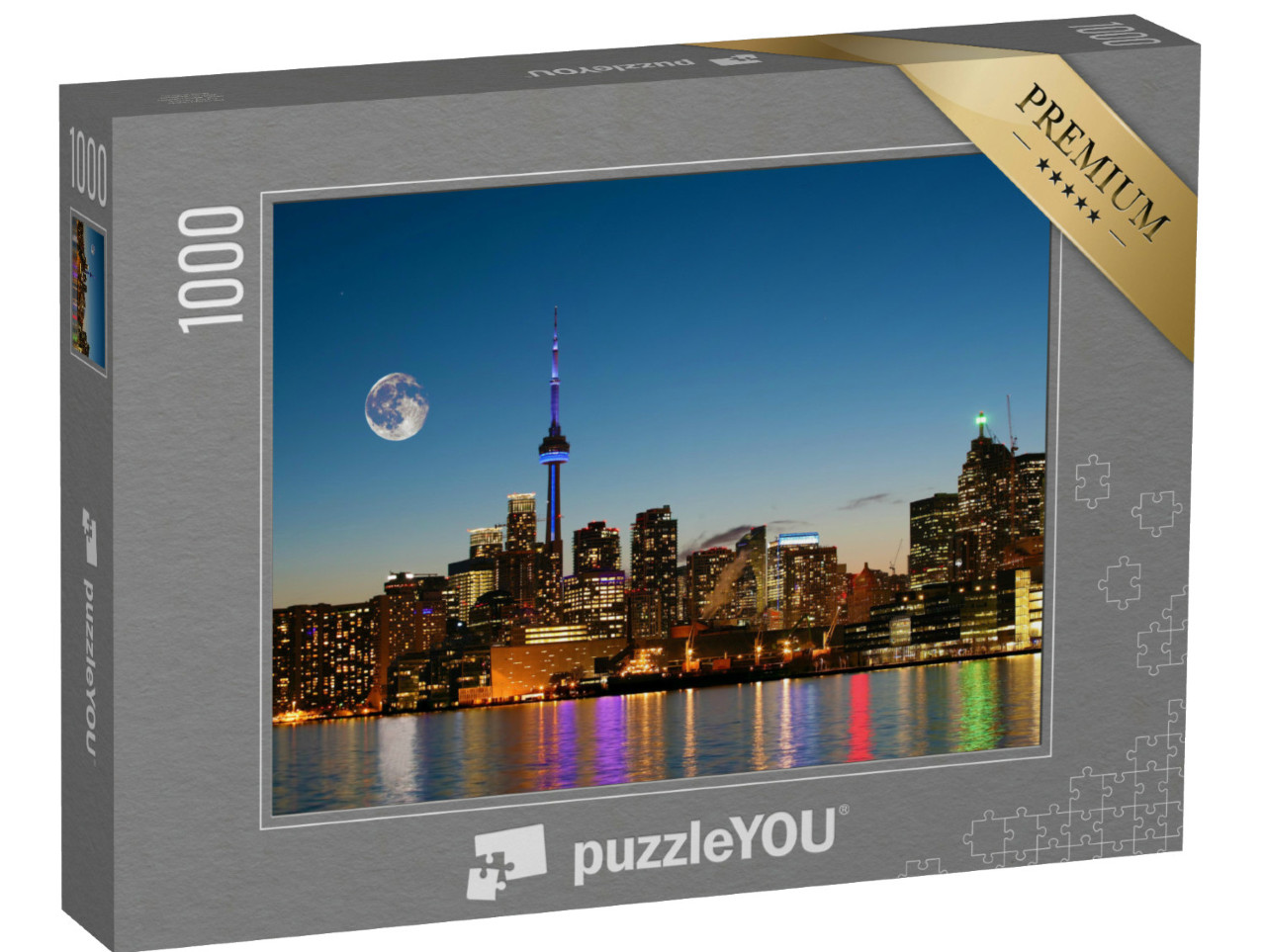 Puzzle 1000 Teile „Aufgehender Mond über Toronto, Kanada “