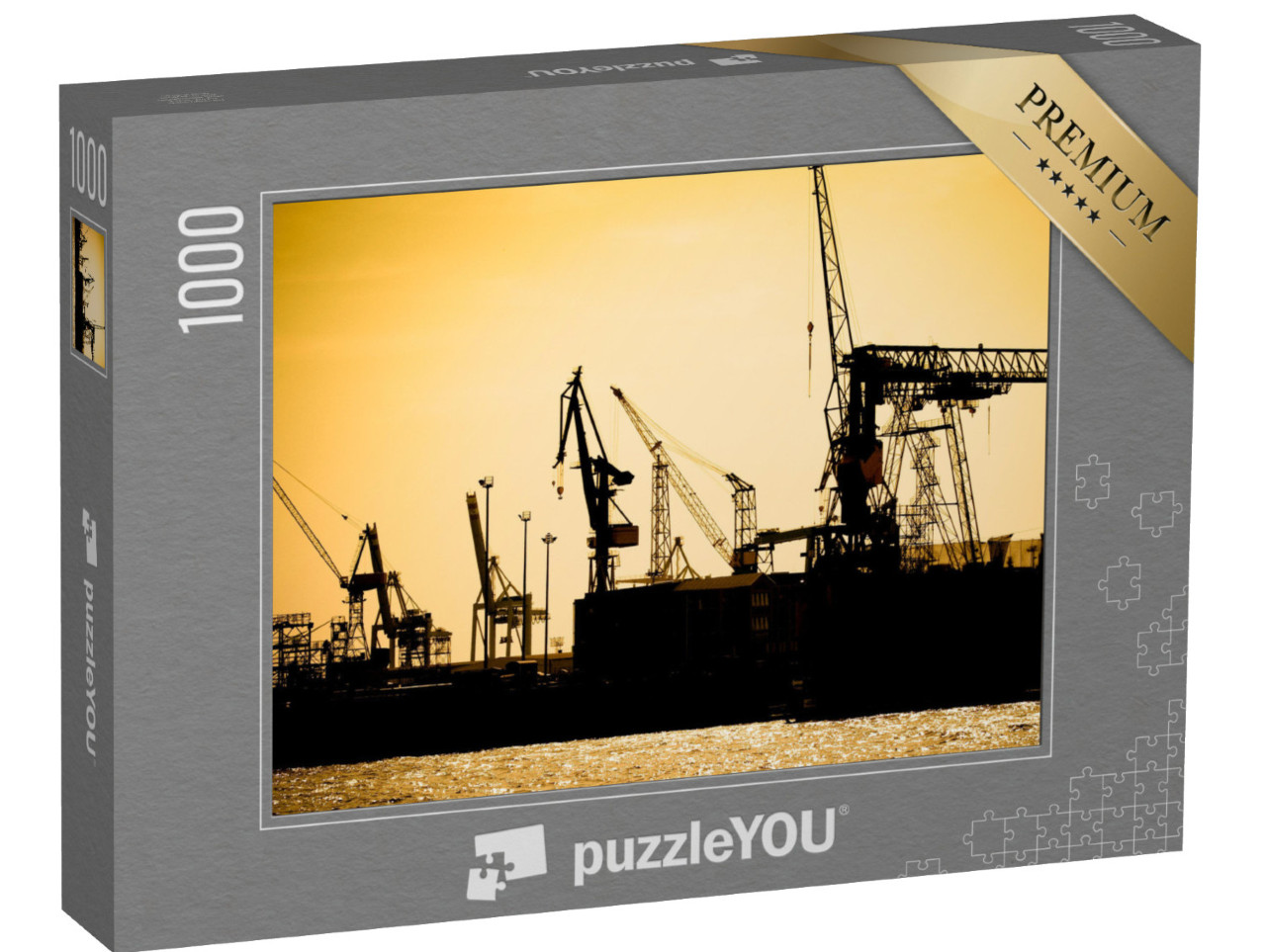 Puzzle 1000 Teile „Sonnenuntergang im Hafen von Hamburg“
