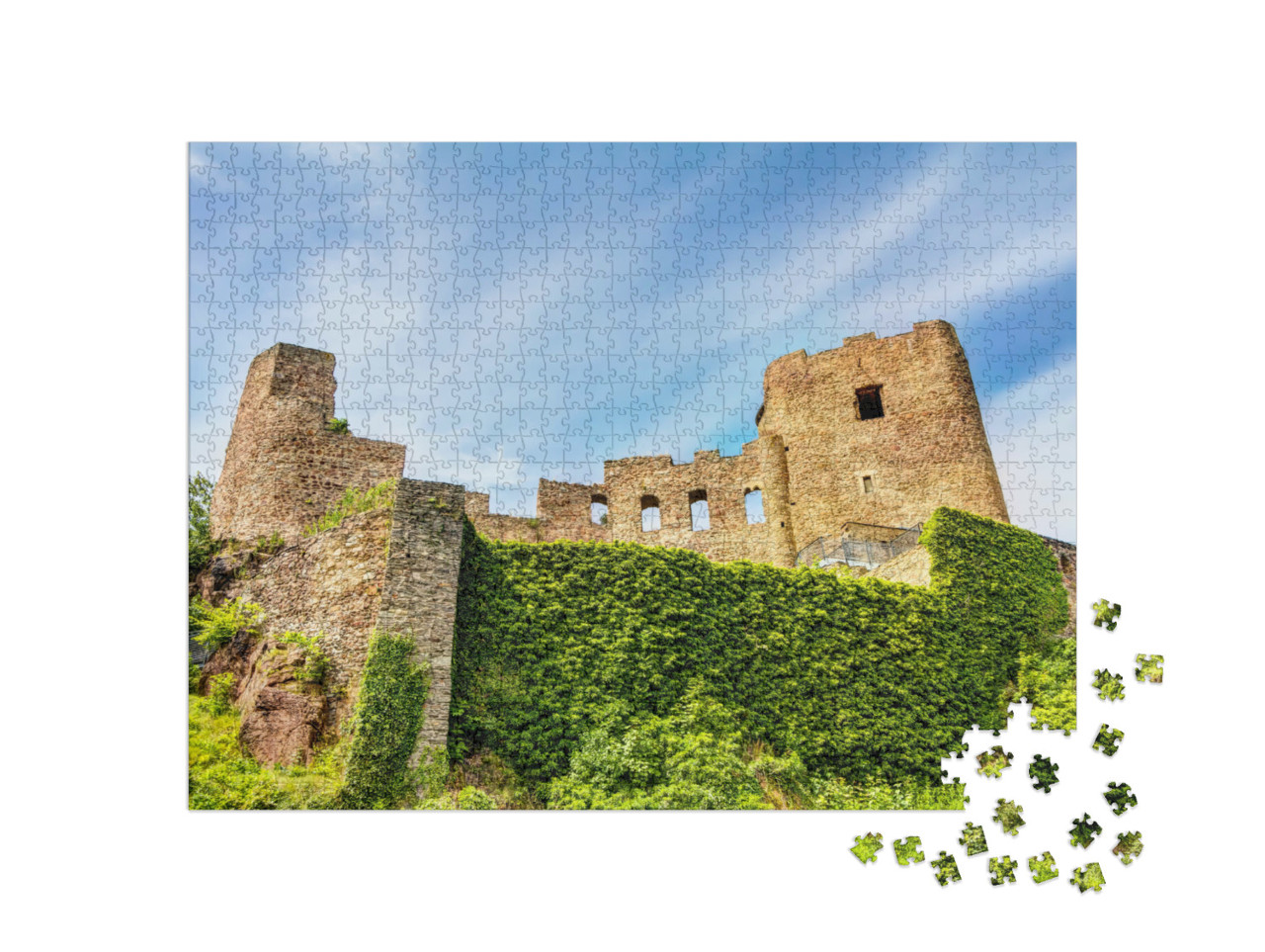 Puzzle 1000 Teile „Burgruine in Frauenstein im Erzgebirge, Deutschland“