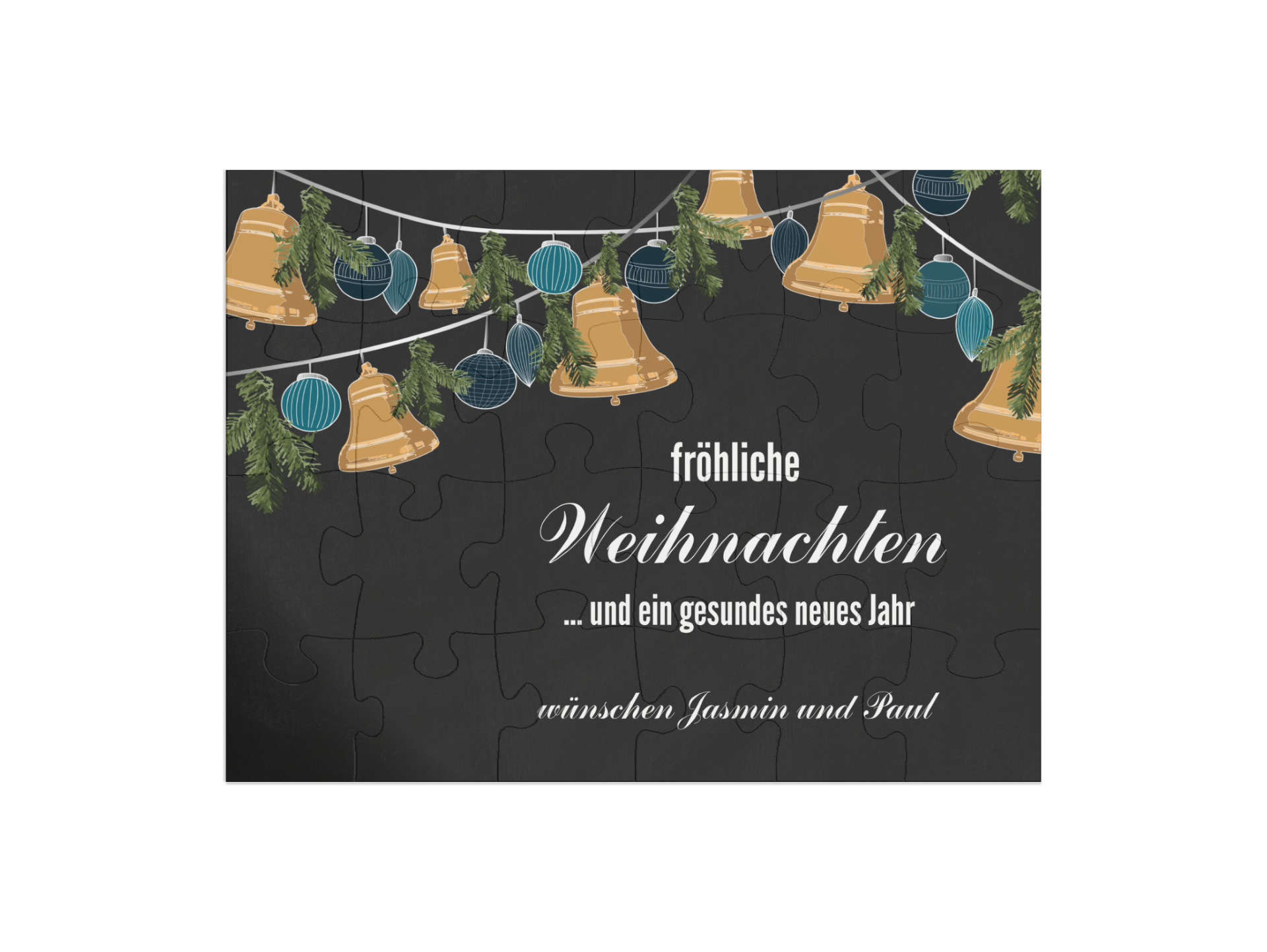 "Jinglebells" in Querformat nachtblau