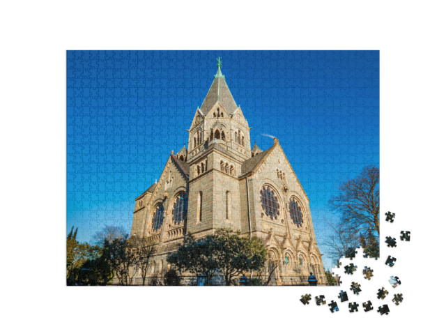 Puzzle 1000 Teile „Friedhofskirche im nördlichen Teil von Wuppertal Elberfeld“