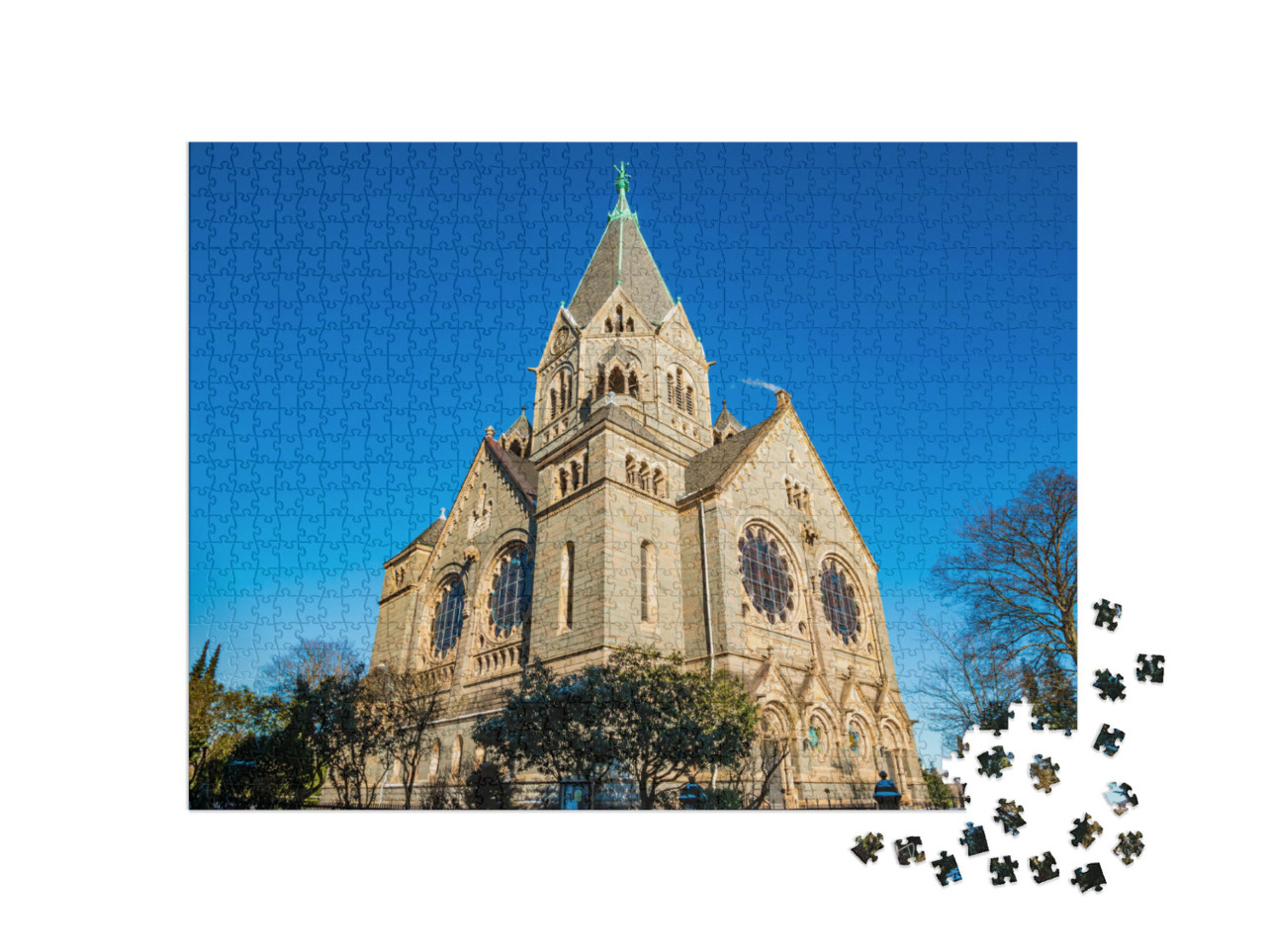 Puzzle 1000 Teile „Friedhofskirche im nördlichen Teil von Wuppertal Elberfeld“