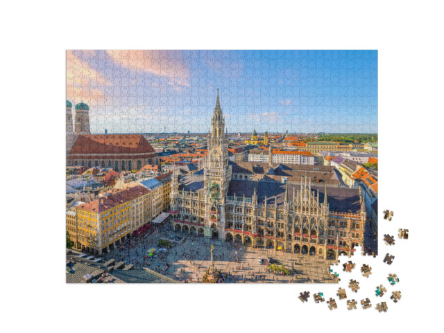 Puzzle 1000 Teile „München: Rathaus am Marienplatz“
