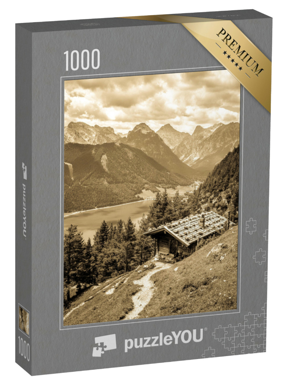 Puzzle 1000 Teile „Achensee in Österreich, Sepia“