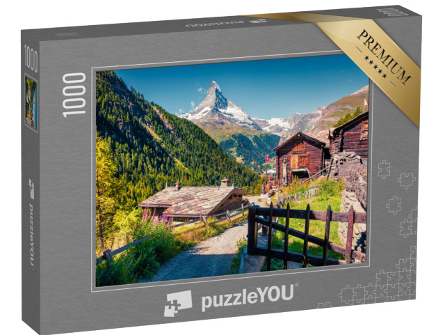 Puzzle 1000 Teile „Sommermorgen: Zermatt am Matterhorn, Schweiz“