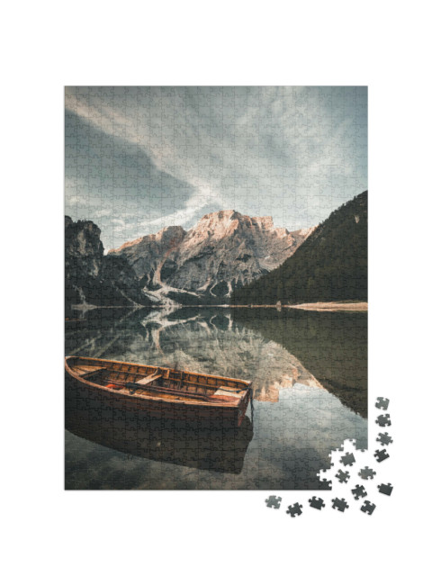 Puzzle 1000 Teile „Pragser Wildsee oder Lago di Braies, Dolomiten, Südtirol“