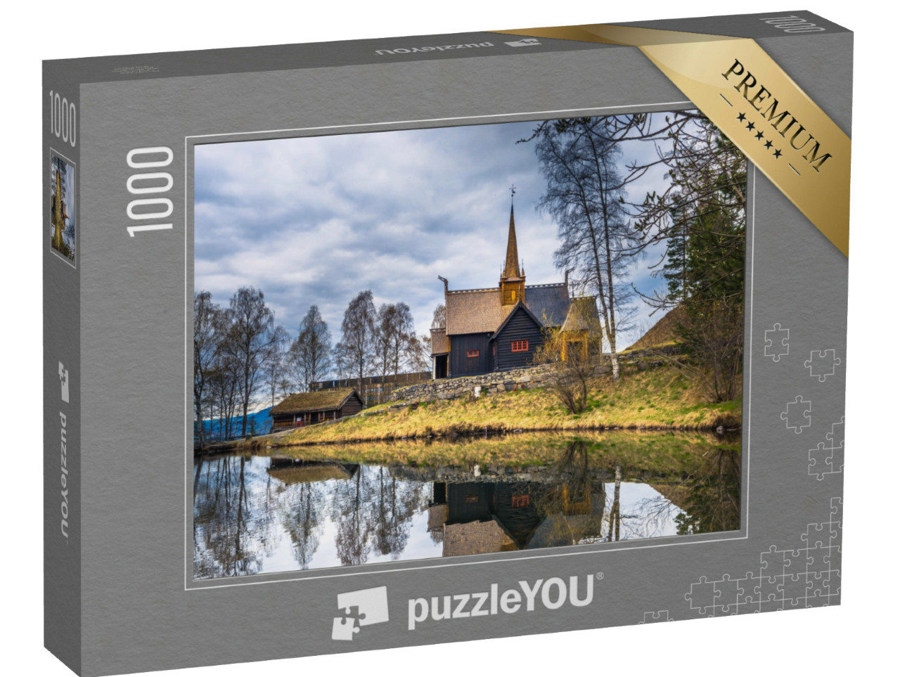 Puzzle 1000 Teile „Stabkirche Garmo, Lillehammer, Norwegen“