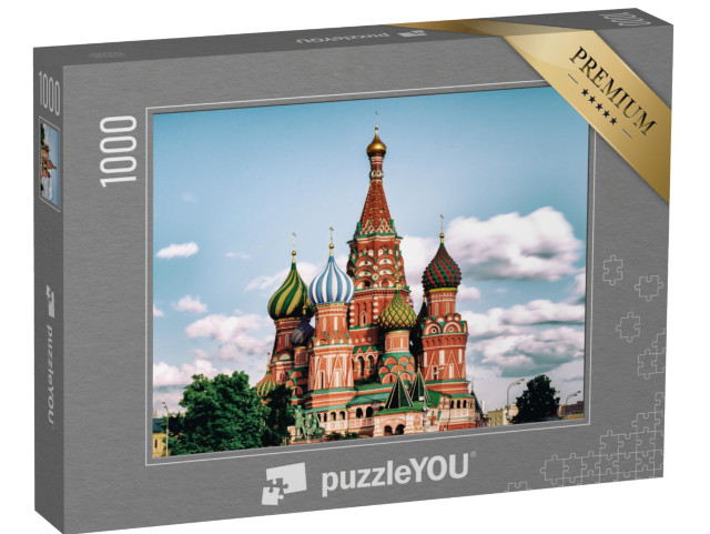 Puzzle 1000 Teile „Basilius-Kathedrale und Spasskaja-Turm auf dem Roten Platz, Moskau“