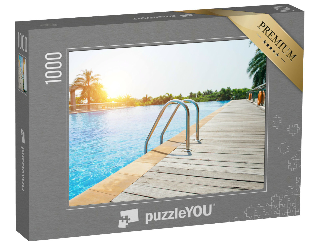 Puzzle 1000 Teile „Eine Runde schwimmen im Pool am Morgen“
