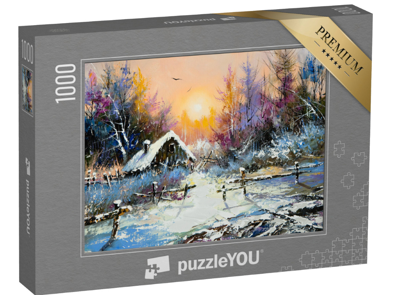 Puzzle 1000 Teile „Ölgemälde: Ländliche Winterlandschaft“