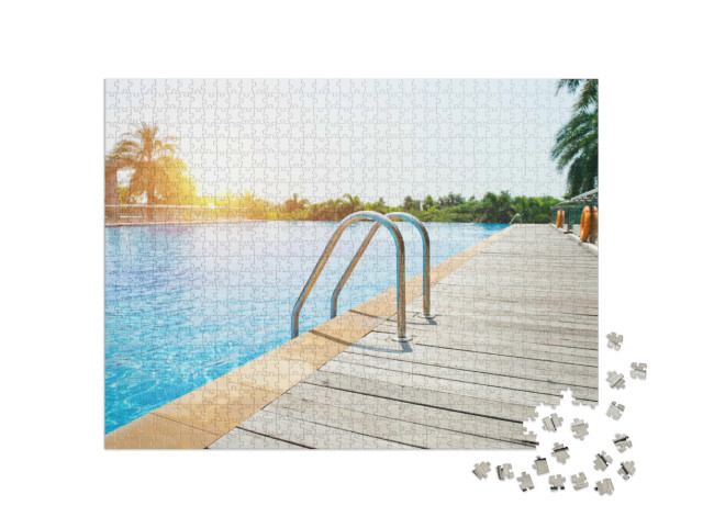Puzzle 1000 Teile „Eine Runde schwimmen im Pool am Morgen“