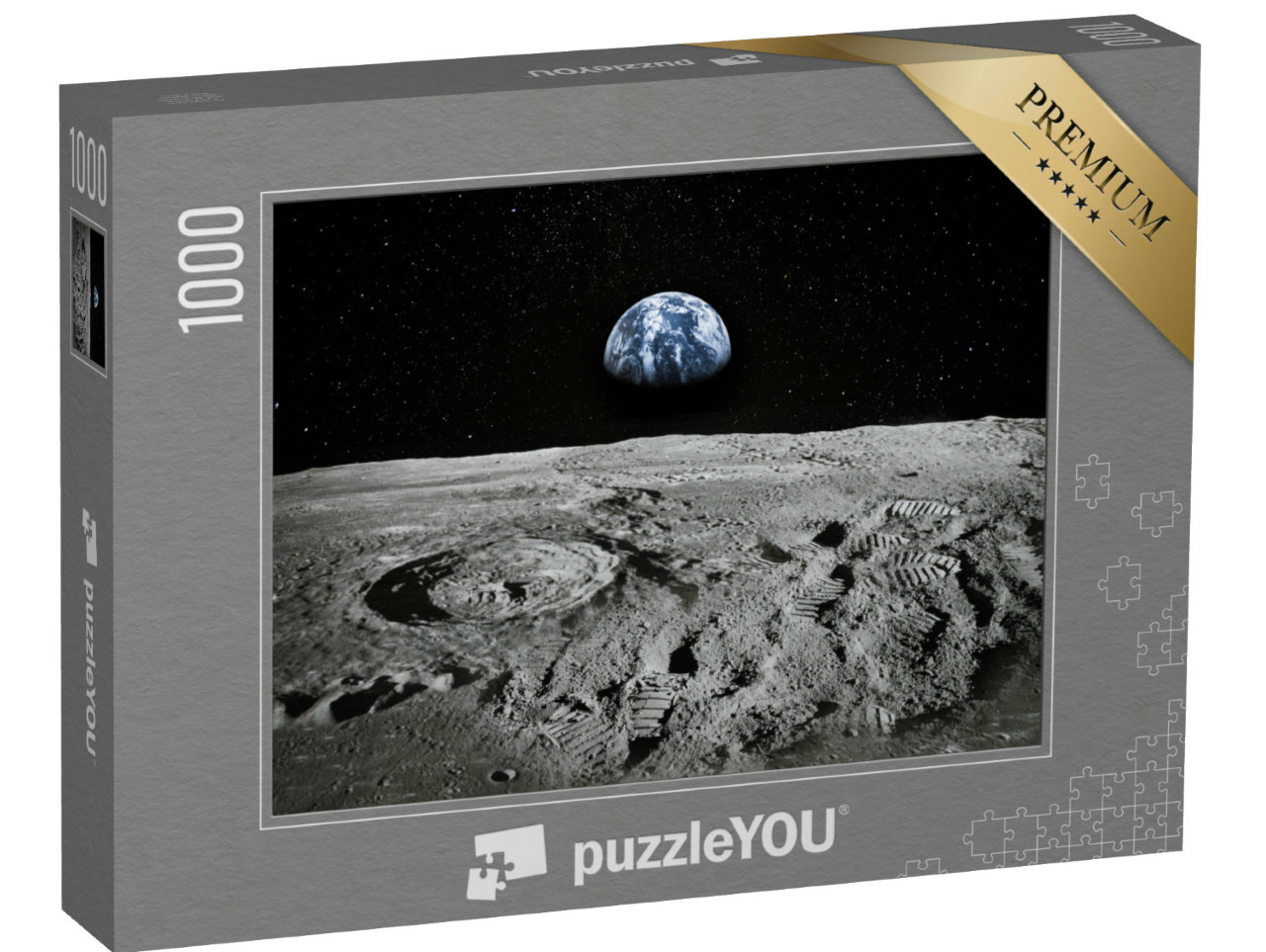Puzzle 1000 Teile „Mondoberfläche, im Hintergrund die Erde “