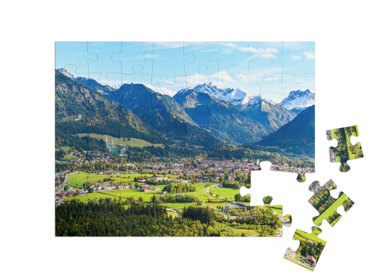 Puzzle 48 Teile „Panoramablick auf Oberstdorf im Allgäu“