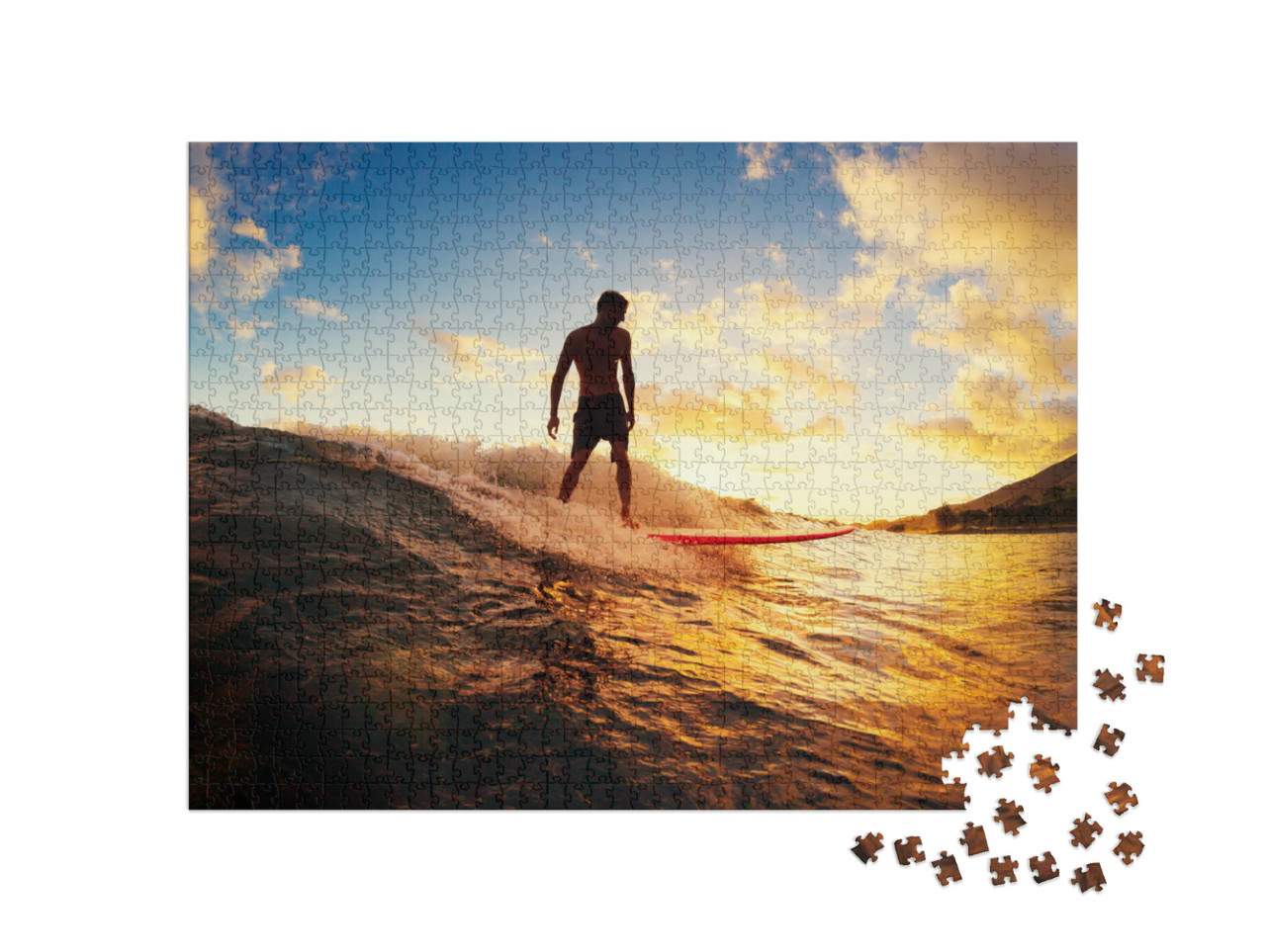 Puzzle 1000 Teile „Surfer im Sonnenuntergang“