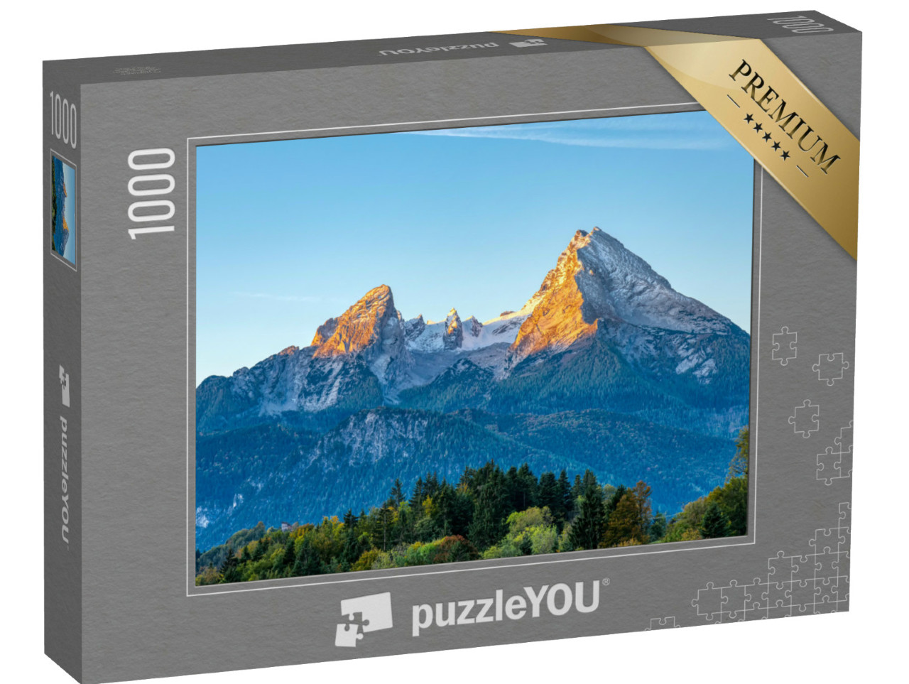 Puzzle 1000 Teile „Morgendliche Sonnenstrahlen am Watzmann in den bayerischen Alpen“