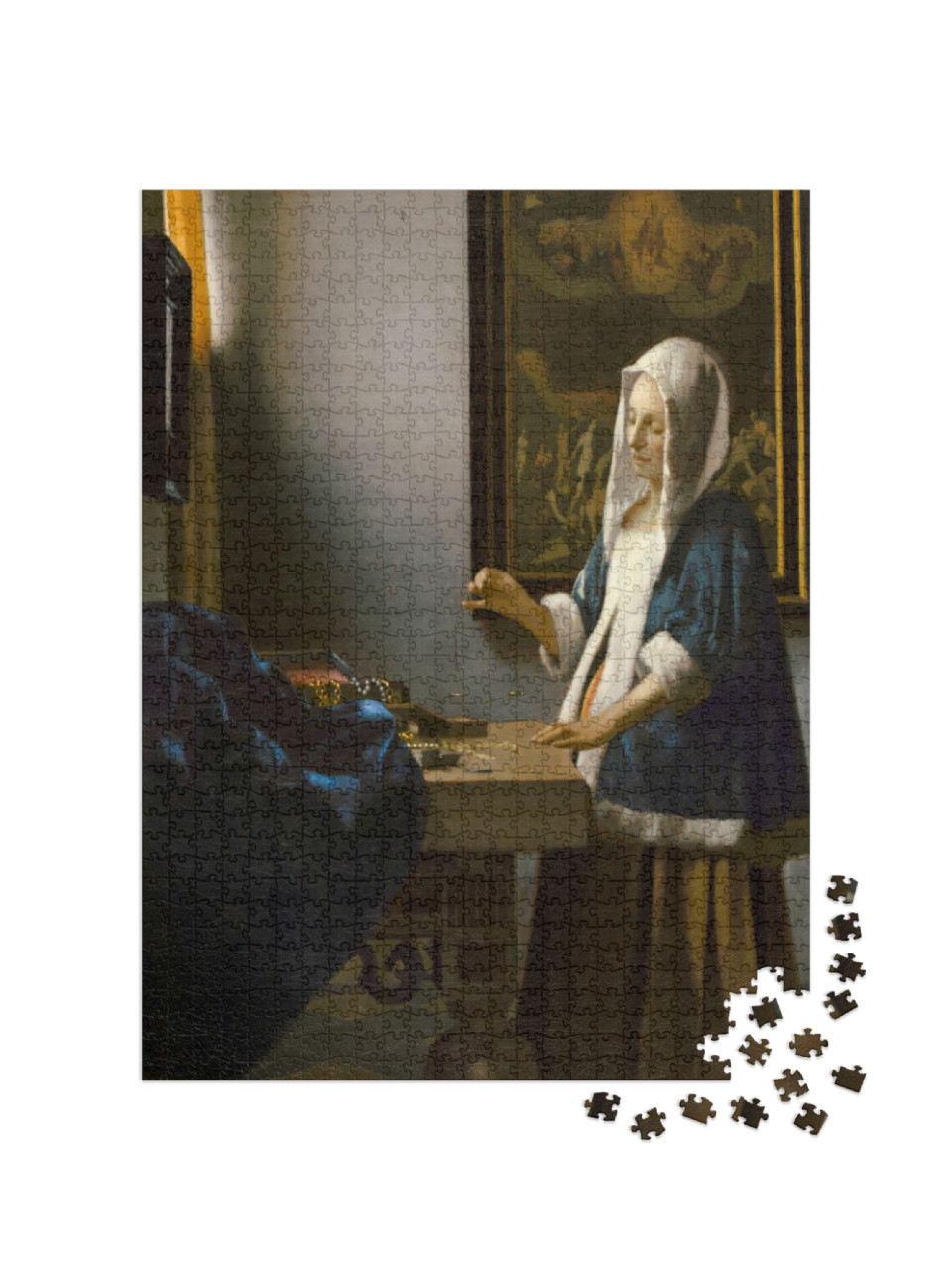 Puzzle 1000 Teile „Johannes Vermeer - Frau hält eine Waage“