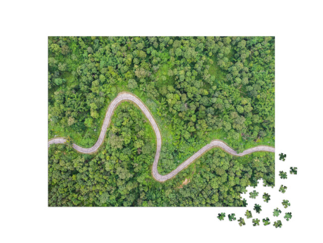 Puzzle 1000 Teile „Luftaufnahme einer Landstraße“