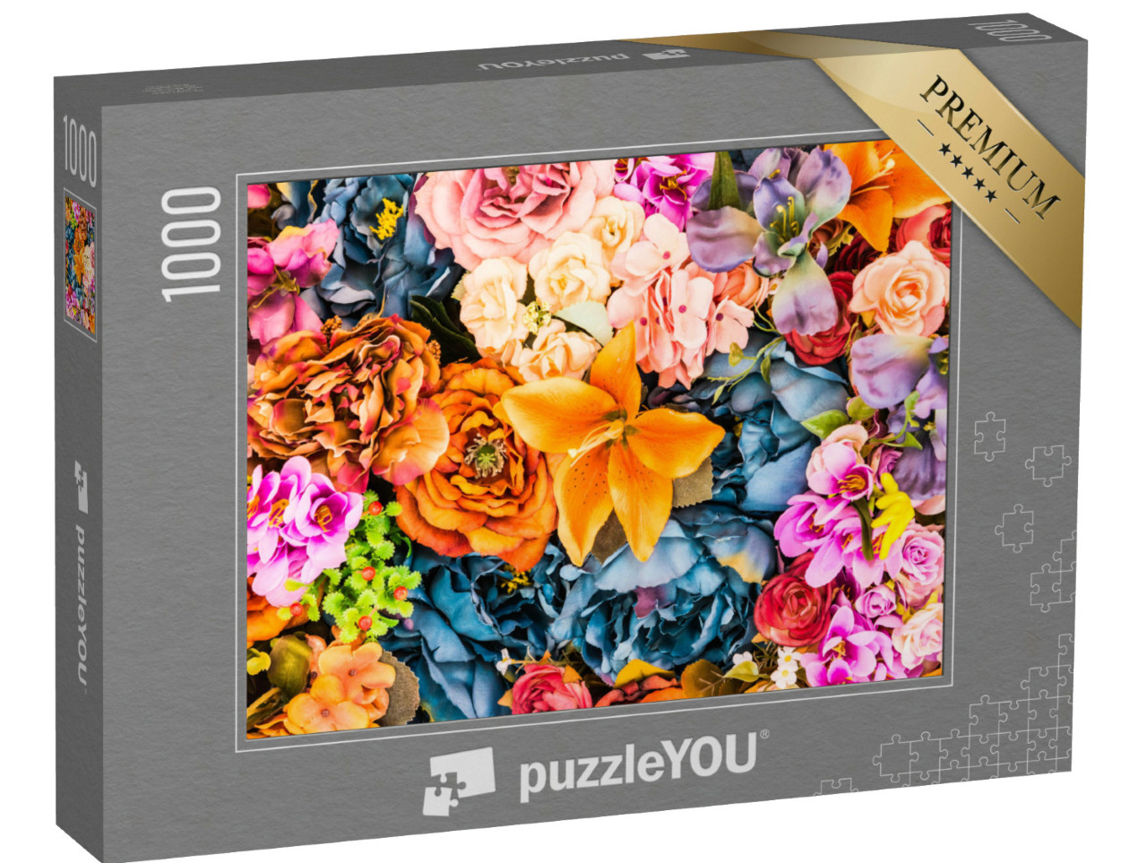 Puzzle 1000 Teile „Bunte Blumen in Nahaufnahme“