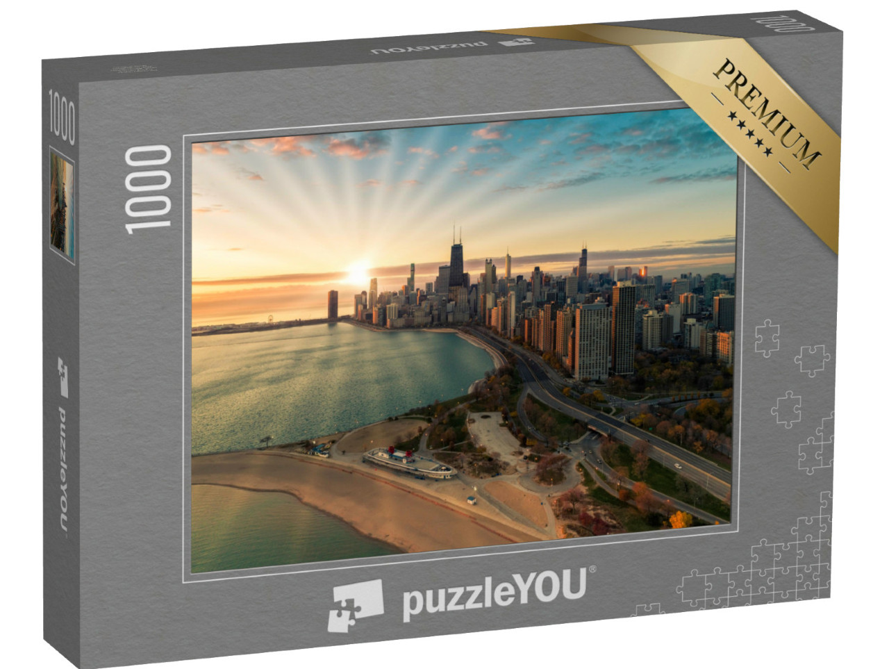 Puzzle 1000 Teile „Luftaufnahme von Chicago Downtown Skyline“