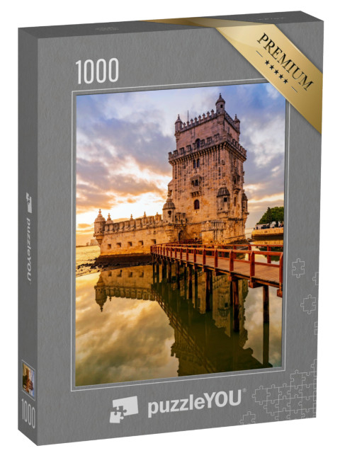 Puzzle 1000 Teile „Turm von Belem im idyllischen Sonnenuntergang, Lissabon, Portugal“