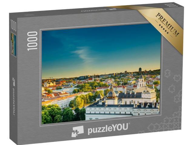 Puzzle 1000 Teile „Stadtbild von Vilnius am Abend im Sommer, Litauen“