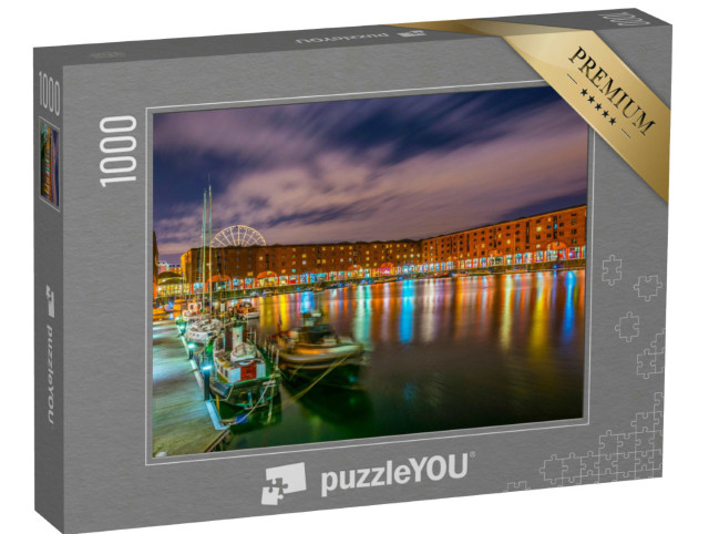 Puzzle 1000 Teile „Nachtansicht des Albert Docks, Liverpool, England“