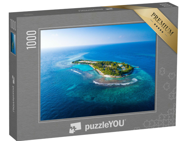 Puzzle 1000 Teile „Luftaufnahme einer tropischen Insel im Indischen Ozean, Malediven“