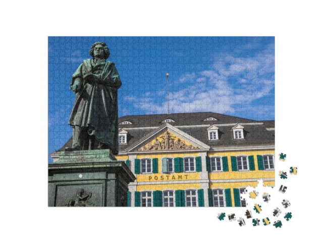 Puzzle 1000 Teile „Statue des berühmten Komponisten Ludwig van Beethoven, Bonn“