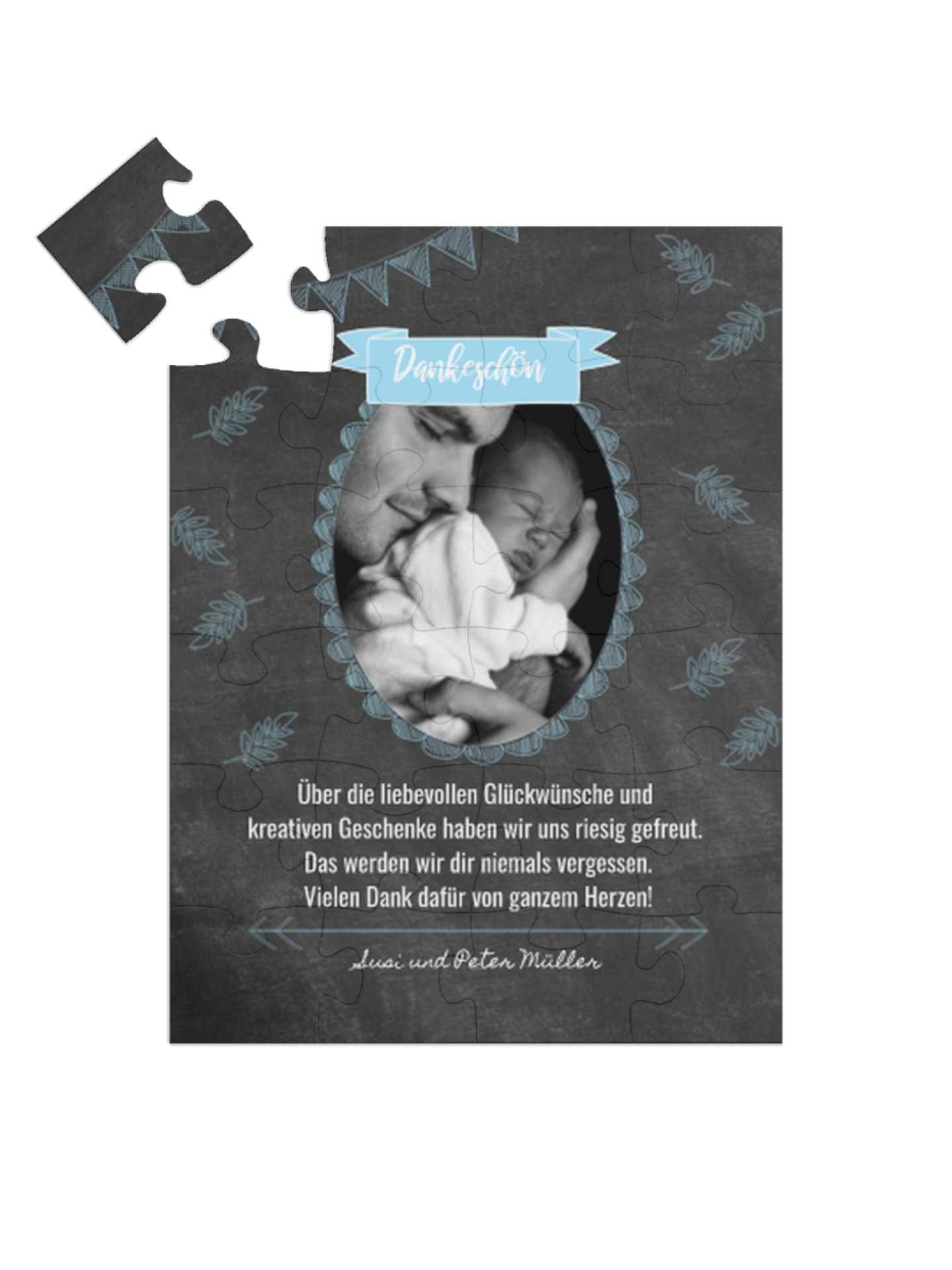 "Tafelbild" in Hochformat babyblau