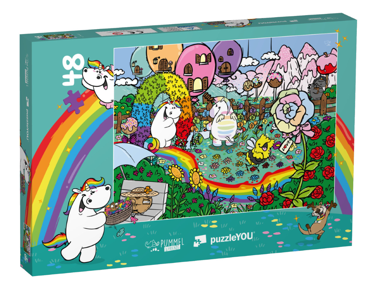 Puzzle 48 Teile „Pummeleinhorn: Pummel & Friends - Glitzergarten“