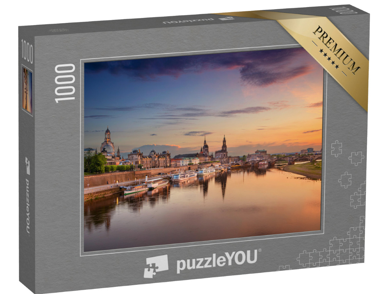 Puzzle 1000 Teile „Wunderschöner Blick auf Dresden am Abend, Deutschland“