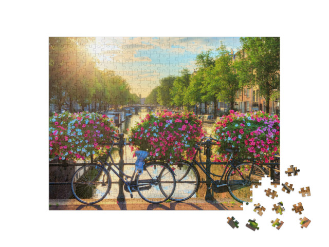 Puzzle 500 Teile „Grachten in Amsterdam, UNESCO-Weltkulturerbe, Niederlande“