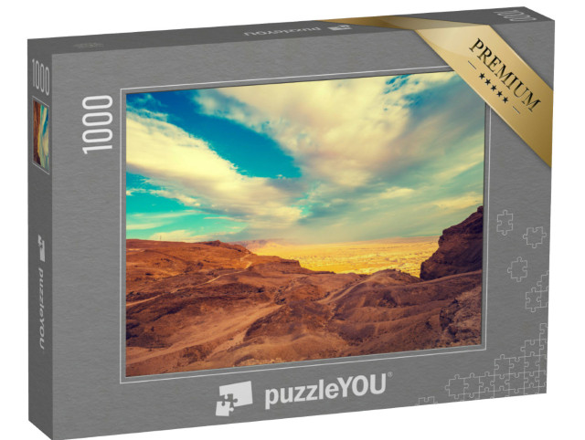 Puzzle 1000 Teile „Blick von Masada auf das Tal in der Judäischen Wüste, Israel“