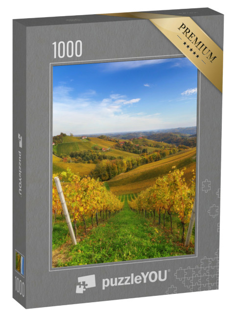 Puzzle 1000 Teile „Weinberg unter tiefblauem Himmel im Herbst“