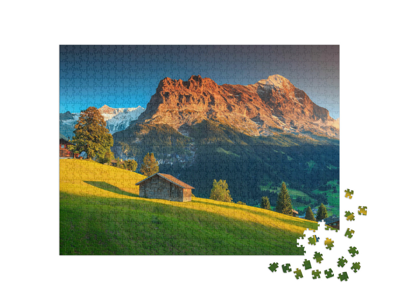 Puzzle 1000 Teile „Alpine Berglandschaft, Grindelwald, Berner Oberland, Schweiz“