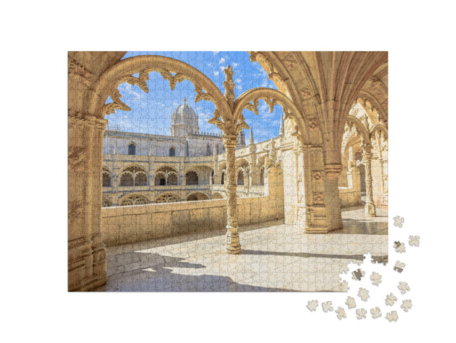 Puzzle 1000 Teile „Mosteiro dos Jeronimos, Wahrzeichen von Lissabon, UNESCO-Weltkulturerbe, Portugal“