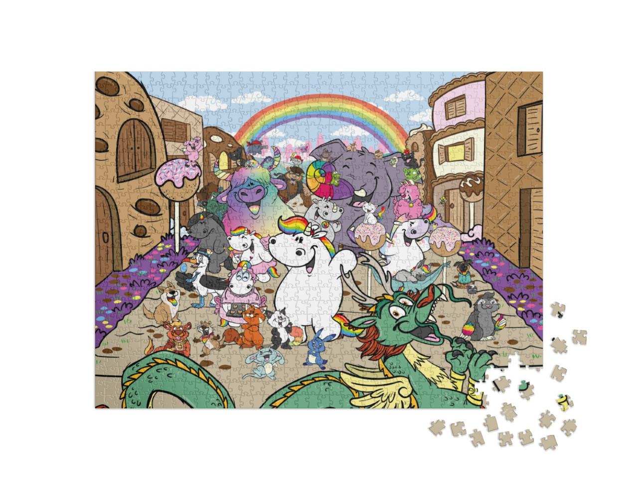 Puzzle 1000 Teile „Pummeleinhorn: Pummel & Friends - Glitzerweltler“